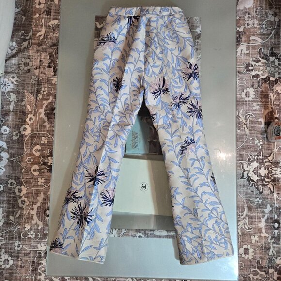 Giambattista Valli | Blue Floral Print Pant | Silk Blend Made in Italy | Size 42 - Picture 6 of 10